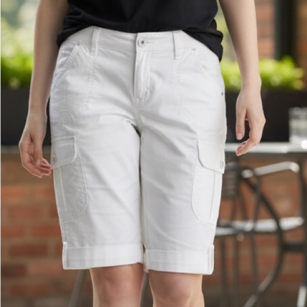 Chico's White Cargo Bermuda Shorts